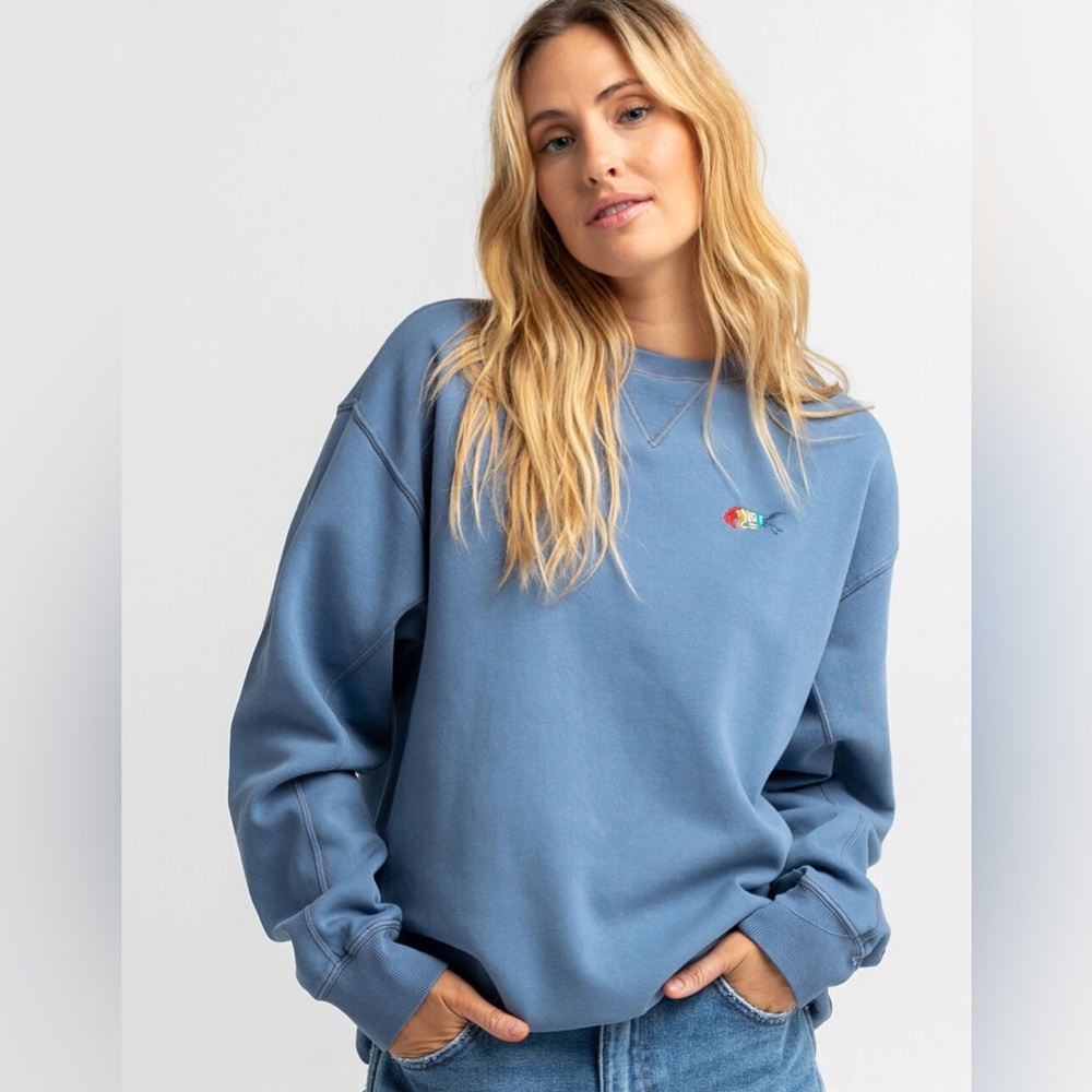BILLABONG x Wrangler Wayward Womens Ocean Crew Sweatshirt Boho Sz XS GUC Fall
